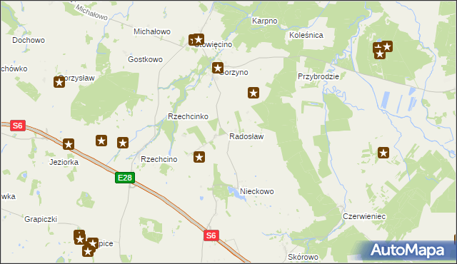 mapa Radosław gmina Potęgowo, Radosław gmina Potęgowo na mapie Targeo