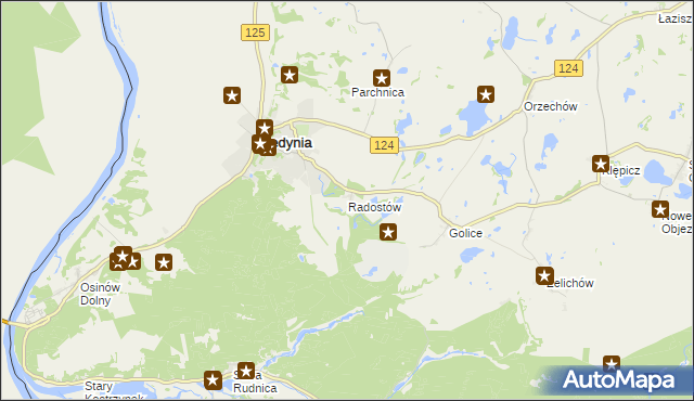 mapa Radostów gmina Cedynia, Radostów gmina Cedynia na mapie Targeo