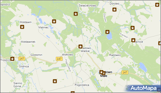 mapa Radowo Wielkie, Radowo Wielkie na mapie Targeo