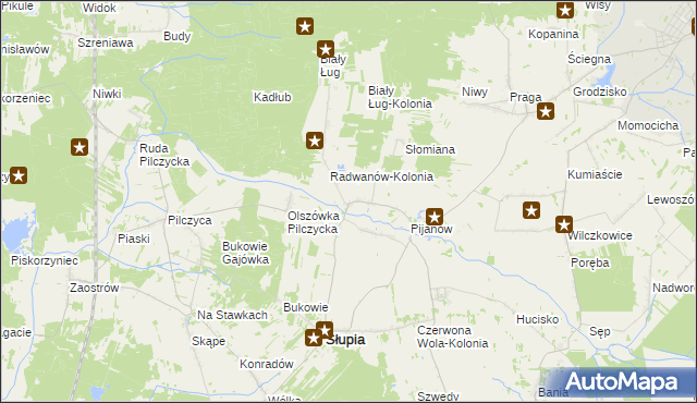 mapa Radwanów gmina Słupia Konecka, Radwanów gmina Słupia Konecka na mapie Targeo