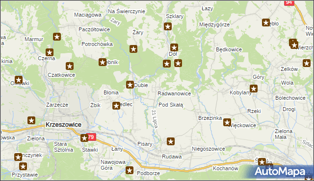 mapa Radwanowice, Radwanowice na mapie Targeo