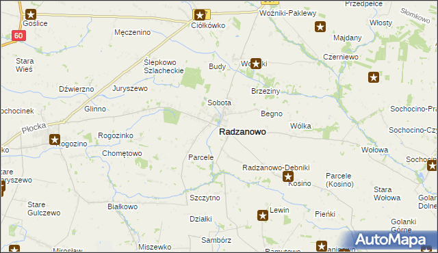 mapa Radzanowo, Radzanowo na mapie Targeo