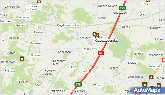 mapa Radziątków, Radziątków na mapie Targeo