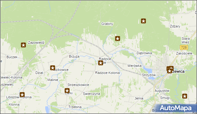 mapa Radzice Małe, Radzice Małe na mapie Targeo