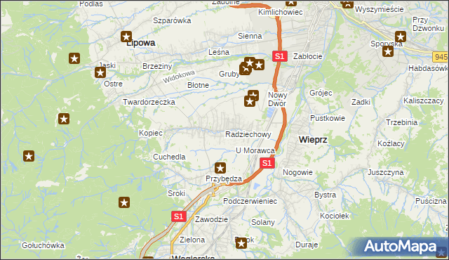 mapa Radziechowy, Radziechowy na mapie Targeo