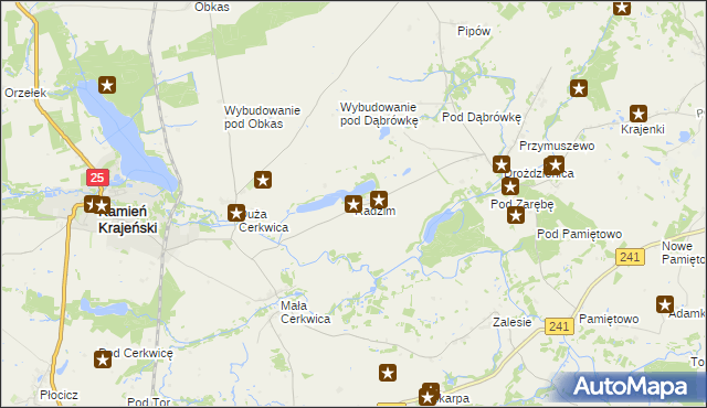 mapa Radzim gmina Kamień Krajeński, Radzim gmina Kamień Krajeński na mapie Targeo