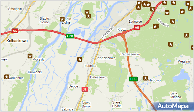 mapa Radziszewo gmina Gryfino, Radziszewo gmina Gryfino na mapie Targeo