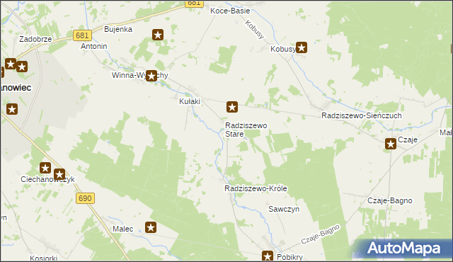 mapa Radziszewo-Sobiechowo, Radziszewo-Sobiechowo na mapie Targeo