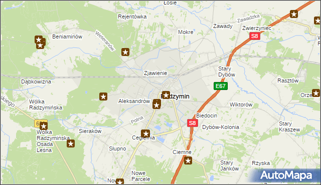 mapa Radzymin powiat wołomiński, Radzymin powiat wołomiński na mapie Targeo