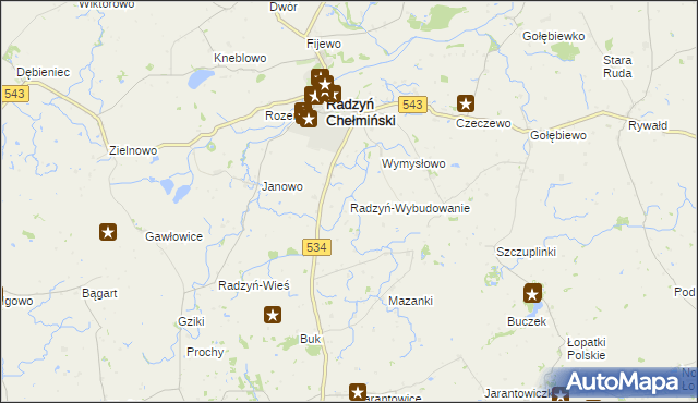 mapa Radzyń-Wybudowanie, Radzyń-Wybudowanie na mapie Targeo