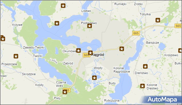 mapa Rajgród powiat grajewski, Rajgród powiat grajewski na mapie Targeo