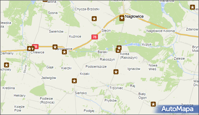 mapa Rakoszyn, Rakoszyn na mapie Targeo
