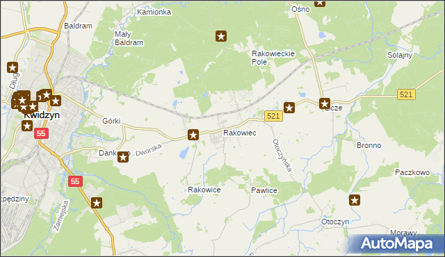 mapa Rakowiec gmina Kwidzyn, Rakowiec gmina Kwidzyn na mapie Targeo