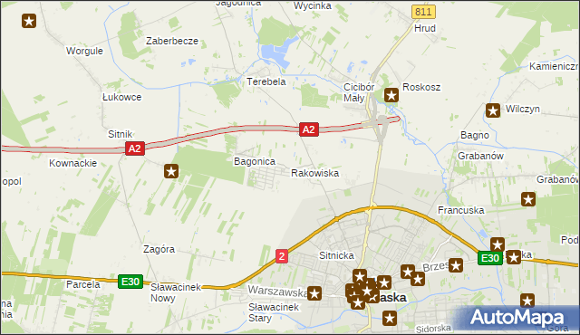 mapa Rakowiska gmina Biała Podlaska, Rakowiska gmina Biała Podlaska na mapie Targeo