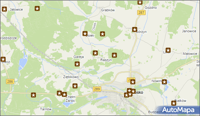 mapa Raszyn gmina Lubsko, Raszyn gmina Lubsko na mapie Targeo