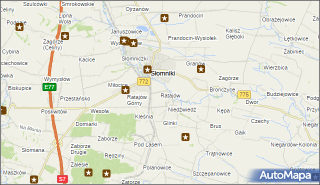 mapa Ratajów, Ratajów na mapie Targeo