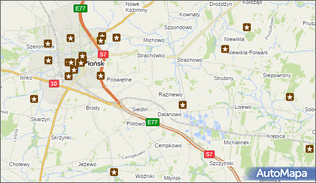 mapa Raźniewo, Raźniewo na mapie Targeo