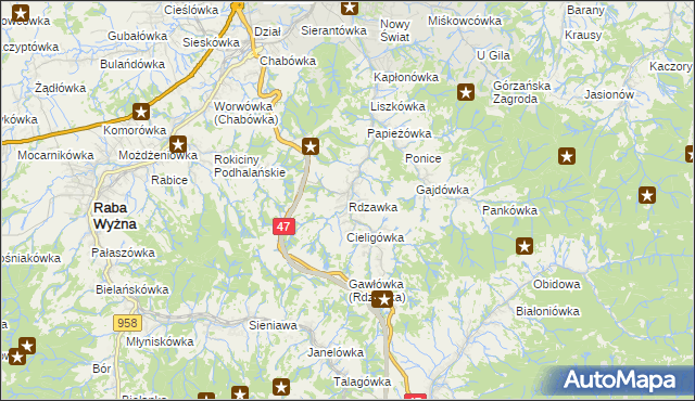 mapa Rdzawka, Rdzawka na mapie Targeo
