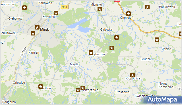 mapa Rębiszów, Rębiszów na mapie Targeo