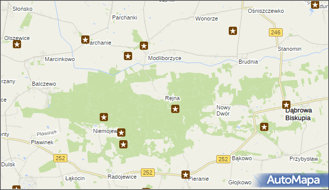 mapa Rejna, Rejna na mapie Targeo