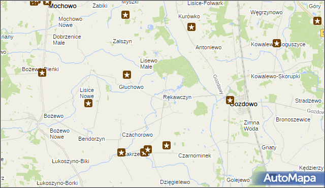 mapa Rękawczyn gmina Gozdowo, Rękawczyn gmina Gozdowo na mapie Targeo