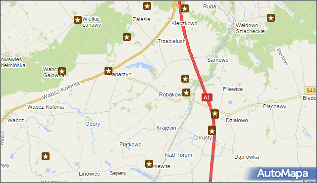 mapa Robakowo gmina Stolno, Robakowo gmina Stolno na mapie Targeo