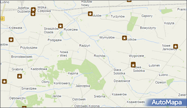 mapa Rochów gmina Grabów, Rochów gmina Grabów na mapie Targeo