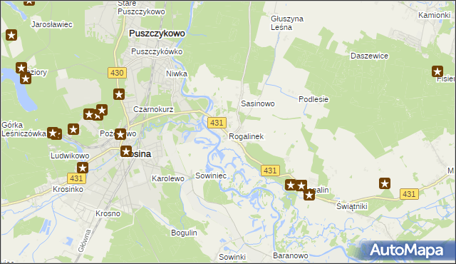 mapa Rogalinek, Rogalinek na mapie Targeo