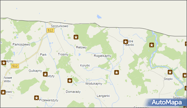 mapa Rogielkajmy, Rogielkajmy na mapie Targeo