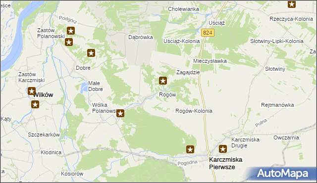 mapa Rogów gmina Wilków, Rogów gmina Wilków na mapie Targeo