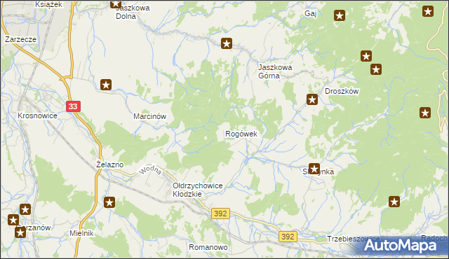 mapa Rogówek gmina Kłodzko, Rogówek gmina Kłodzko na mapie Targeo