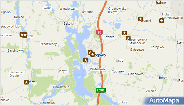 mapa Rogowo powiat żniński, Rogowo powiat żniński na mapie Targeo