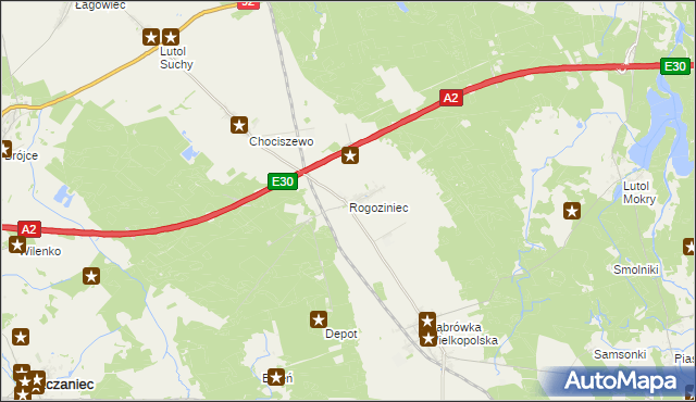 mapa Rogoziniec, Rogoziniec na mapie Targeo