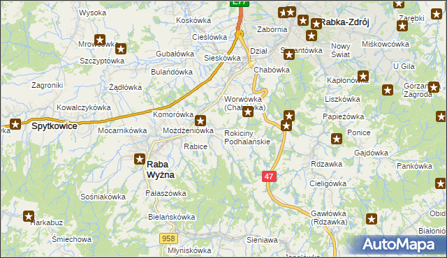 mapa Rokiciny Podhalańskie, Rokiciny Podhalańskie na mapie Targeo