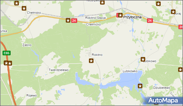 mapa Rokitno gmina Przytoczna, Rokitno gmina Przytoczna na mapie Targeo