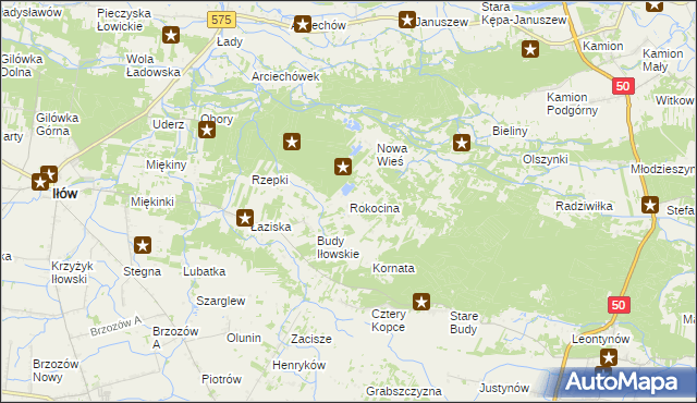 mapa Rokocina, Rokocina na mapie Targeo