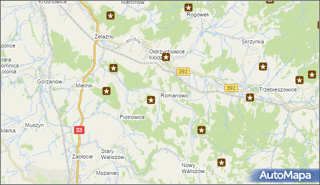 mapa Romanowo gmina Kłodzko, Romanowo gmina Kłodzko na mapie Targeo
