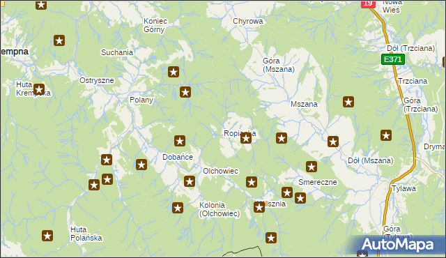 mapa Ropianka, Ropianka na mapie Targeo