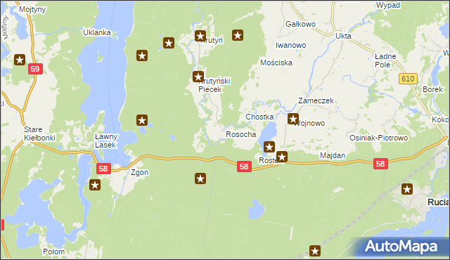mapa Rosocha gmina Piecki, Rosocha gmina Piecki na mapie Targeo