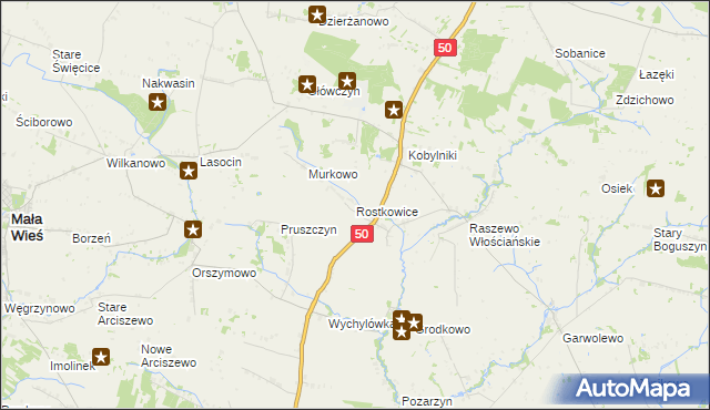 mapa Rostkowice gmina Wyszogród, Rostkowice gmina Wyszogród na mapie Targeo