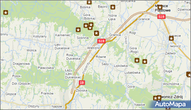 mapa Równe gmina Dukla, Równe gmina Dukla na mapie Targeo