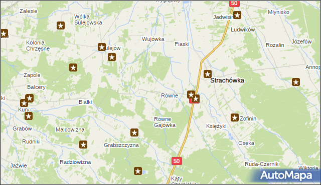 mapa Równe gmina Strachówka, Równe gmina Strachówka na mapie Targeo