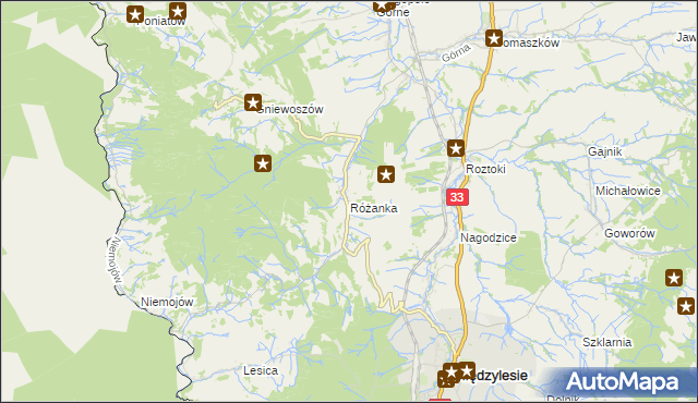 mapa Różanka gmina Międzylesie, Różanka gmina Międzylesie na mapie Targeo