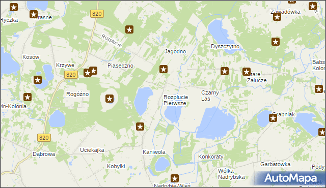 mapa Rozpłucie Pierwsze, Rozpłucie Pierwsze na mapie Targeo