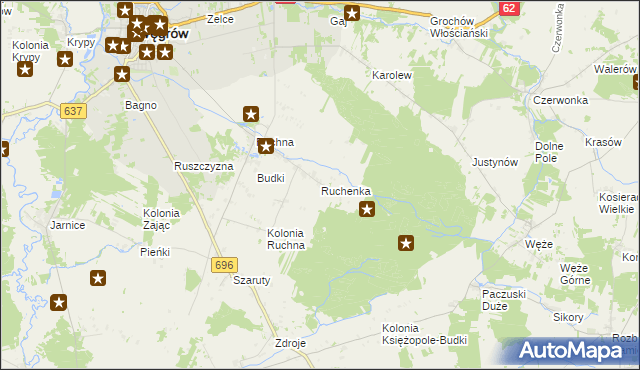 mapa Ruchenka, Ruchenka na mapie Targeo