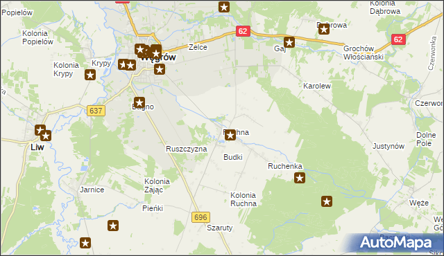 mapa Ruchna, Ruchna na mapie Targeo