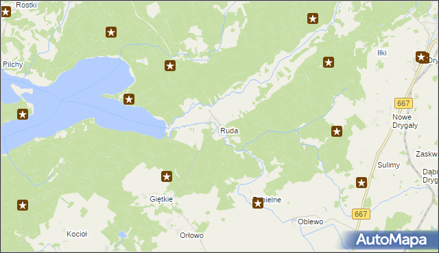 mapa Ruda gmina Biała Piska, Ruda gmina Biała Piska na mapie Targeo