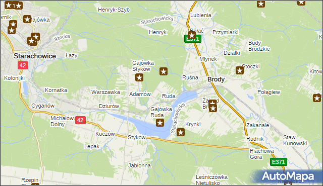 mapa Ruda gmina Brody, Ruda gmina Brody na mapie Targeo