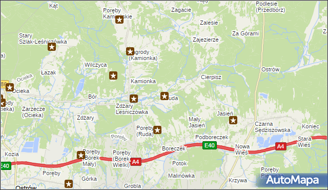 mapa Ruda gmina Sędziszów Małopolski, Ruda gmina Sędziszów Małopolski na mapie Targeo