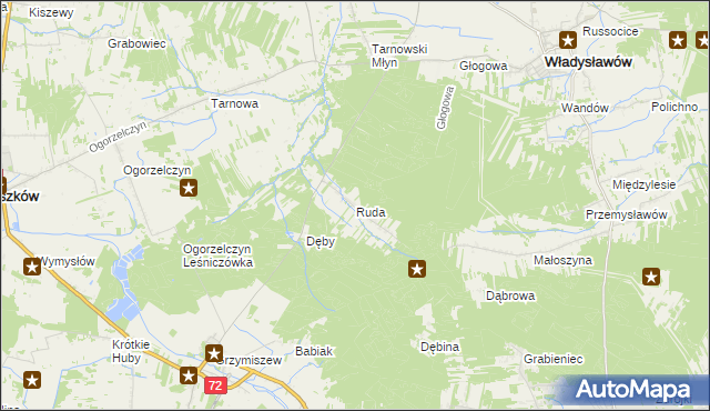 mapa Ruda gmina Tuliszków, Ruda gmina Tuliszków na mapie Targeo